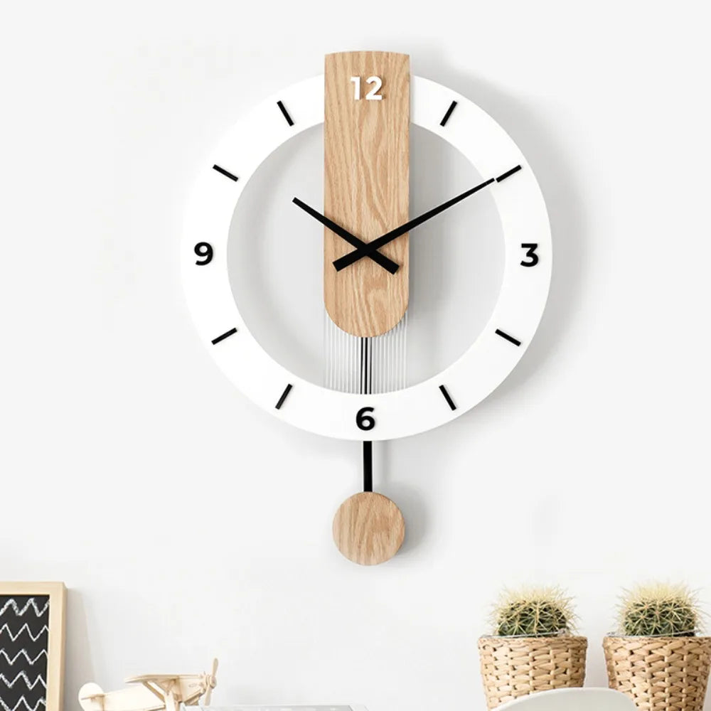 Minimalist Pendulum Wall Clock | Modern Acrylic and Wood Style