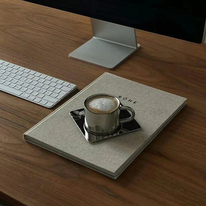 Stainless Steel Coffee Cup with Tray - Durable and Stylish Set-Orizon Depot