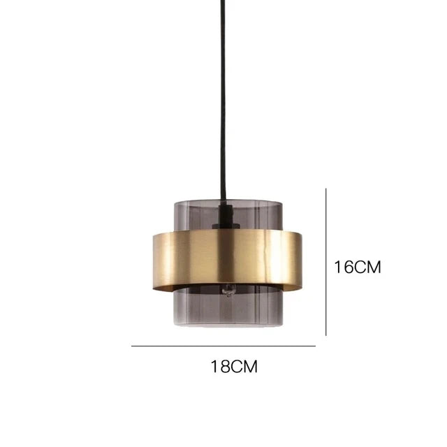 Modern Brass Cylinder Pendant Light | Nordic Glass Design