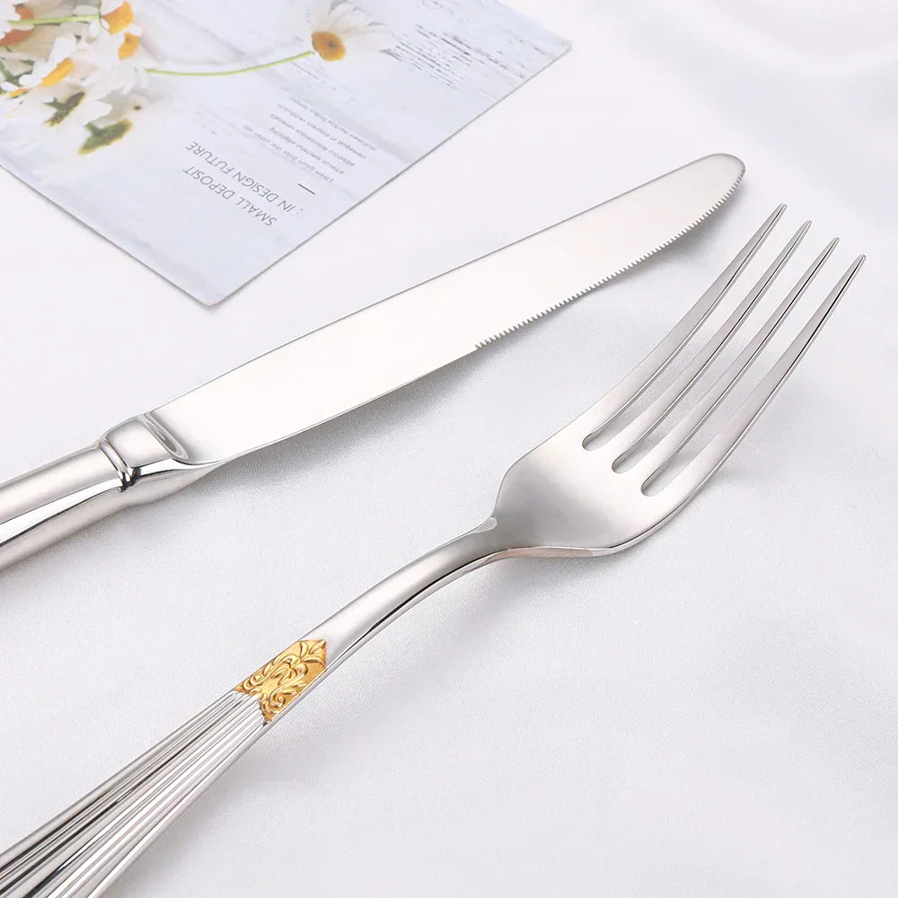 Elegant Golden Cutlery Set - Luxurious Dining Experience-Orizon Depot