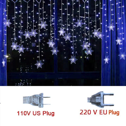 Christmas's + 3.2M Waterproof LED Snowflake String Lights for Holiday