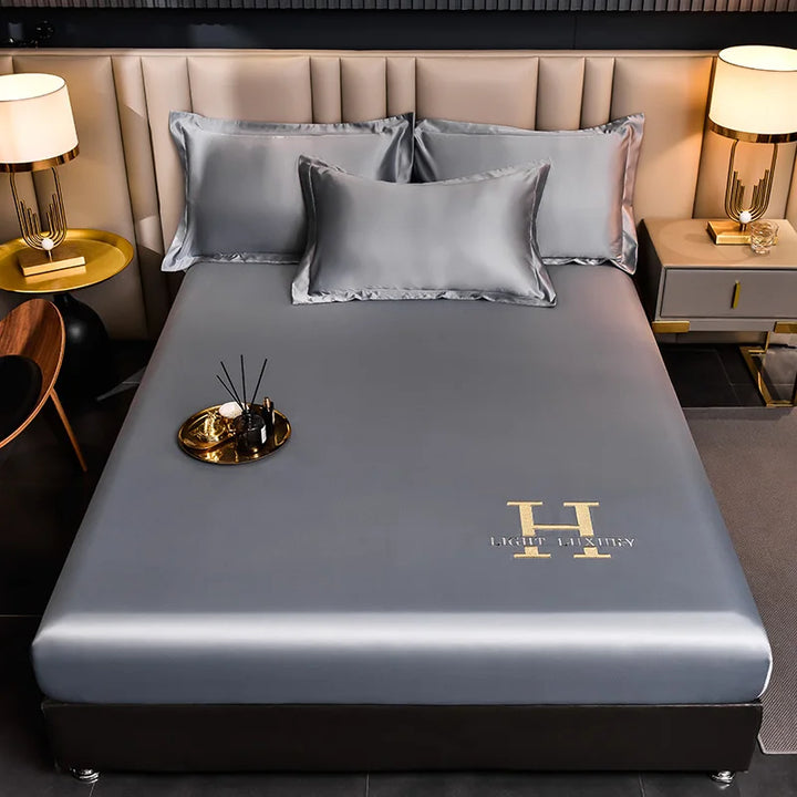 Solid Color Silk Bed Sheet for Luxurious Sleep Experience-Orizon Depot