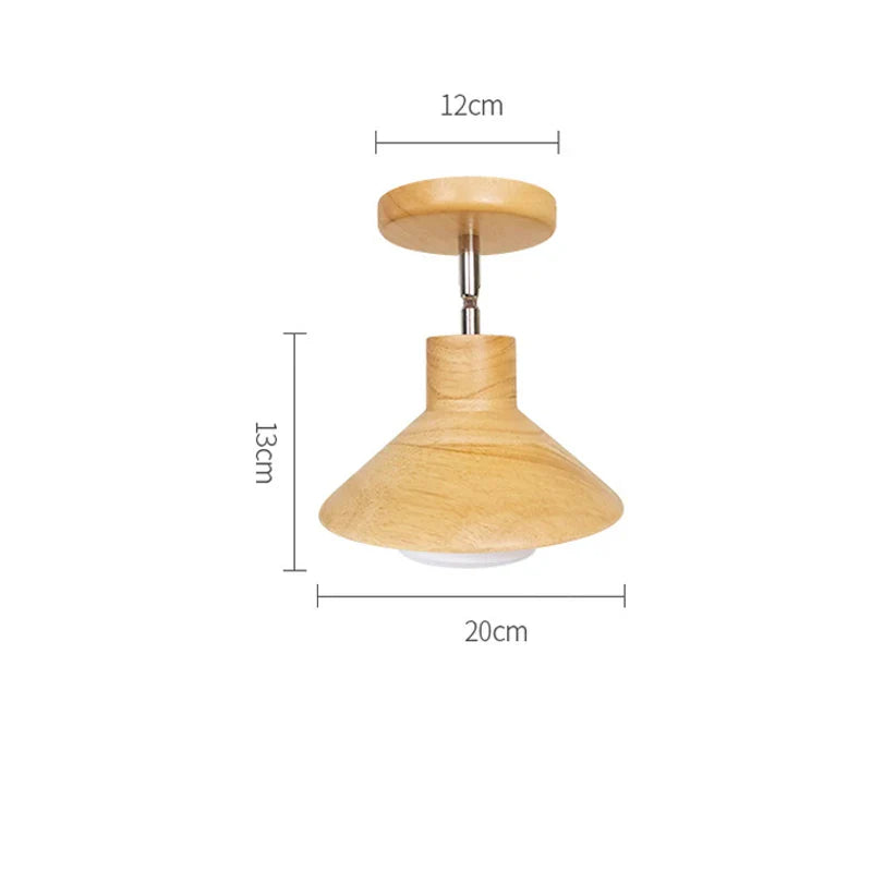 Natural Timber Cone Ceiling Lamp | Nordic Style Lighting