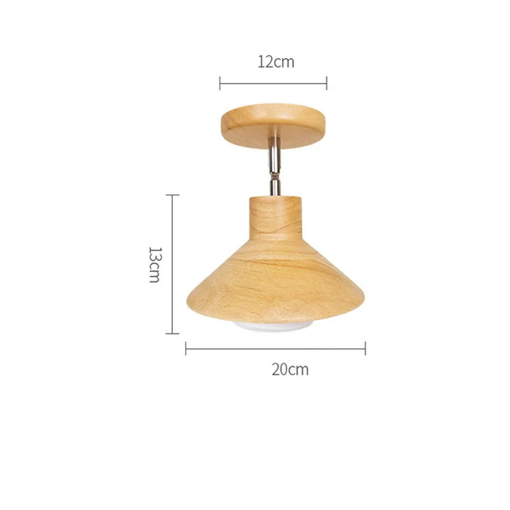 Natural Timber Cone Ceiling Lamp | Nordic Style Lighting