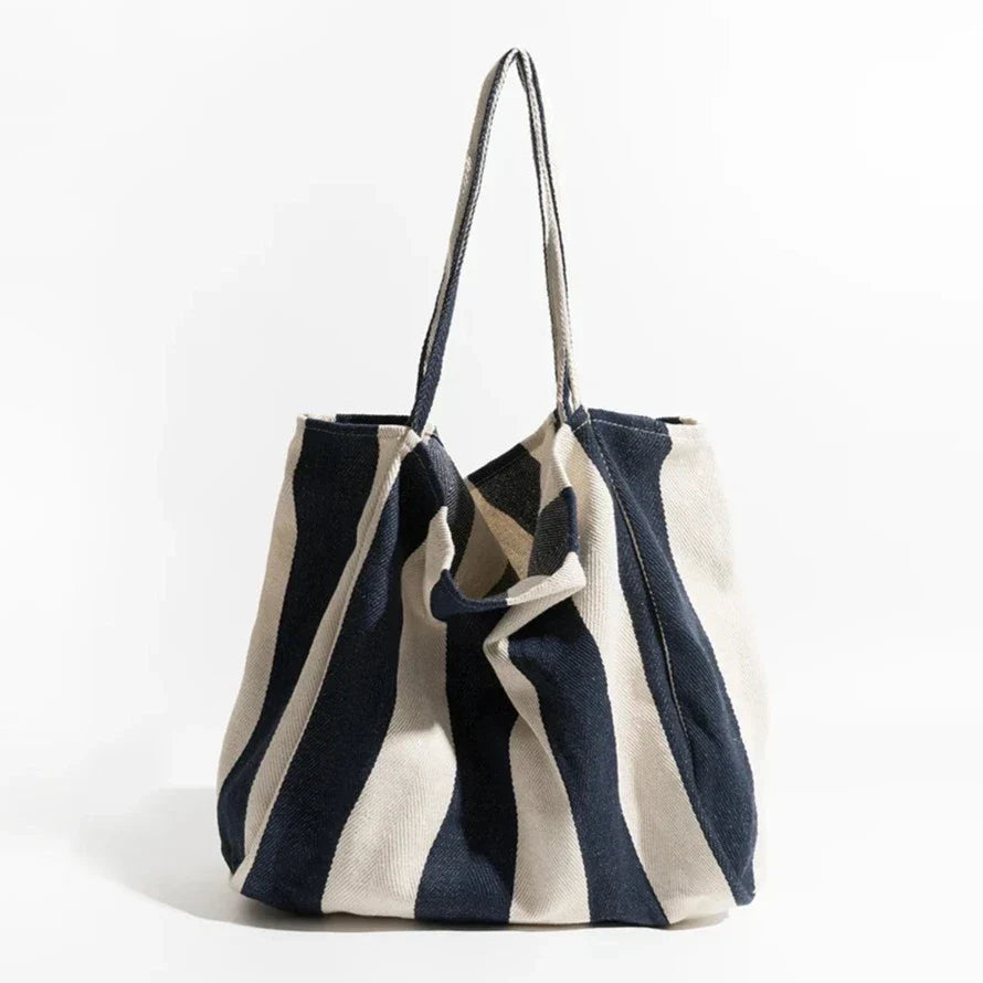 Striped Linen Tote Bag for Stylish Everyday Use-Orizon Depot