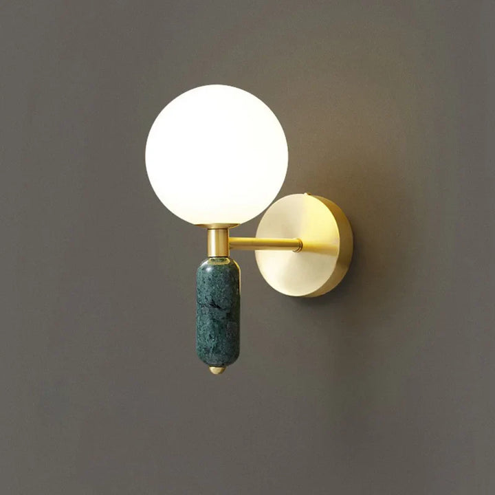 Modern Gold Finish Marble and Glass Wall Sconce Lamp