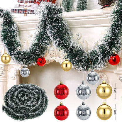 Christmas's 2/4/6/10M Green Tinsel Ribbons with Bow for Holiday Decor
