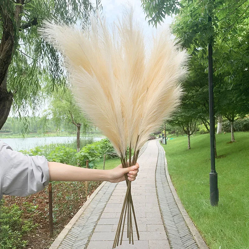 5 Pieces 100 cm Artificial Pampas Grass Dried Flower Bouquet for Home Decor-Orizon Depot