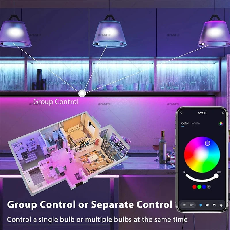 Smart Bluetooth LED Bulb Dimmable 15W 18W E27 B22 RGBCW