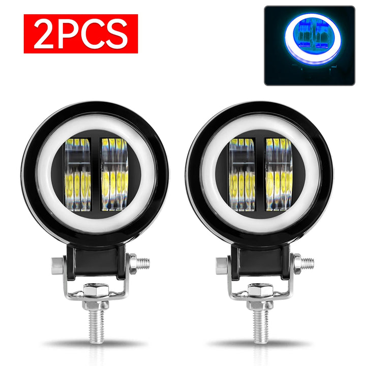 20W 3-Inch Motorcycle LED Angel Eye Work Fog Light Bar for Offroad Use