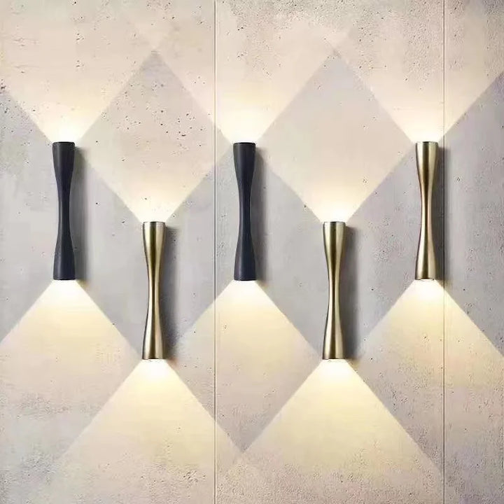 Contemporary Gold Wall Light | Nordic Waterproof Up & Down Fixture