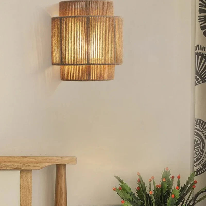 Handwoven Rattan Wall Lamp for Stylish Home Decor