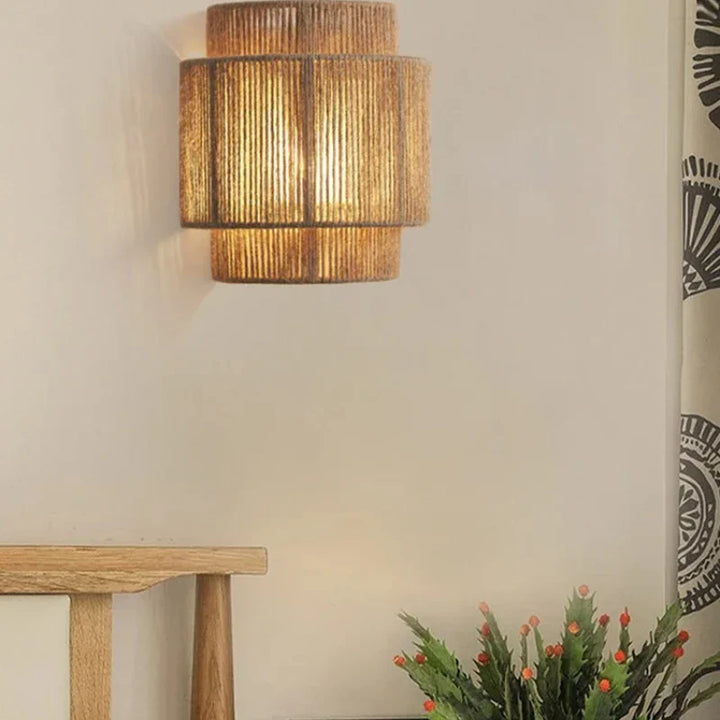 Handwoven Rattan Wall Lamp for Stylish Home Decor