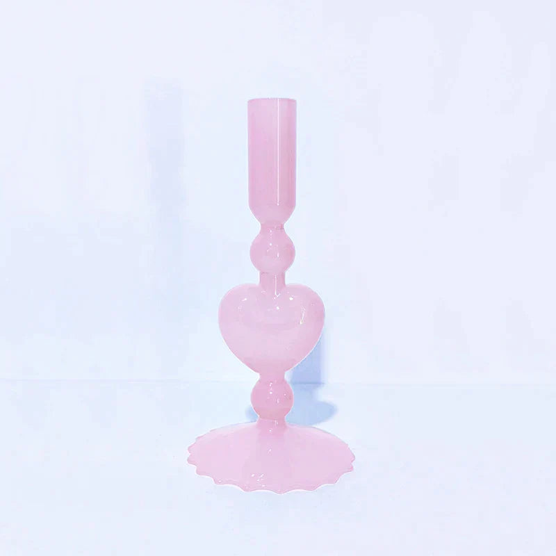 Retro Heart-Shaped Glass Candle Holder for Weddings & Home Decor-Orizon Depot