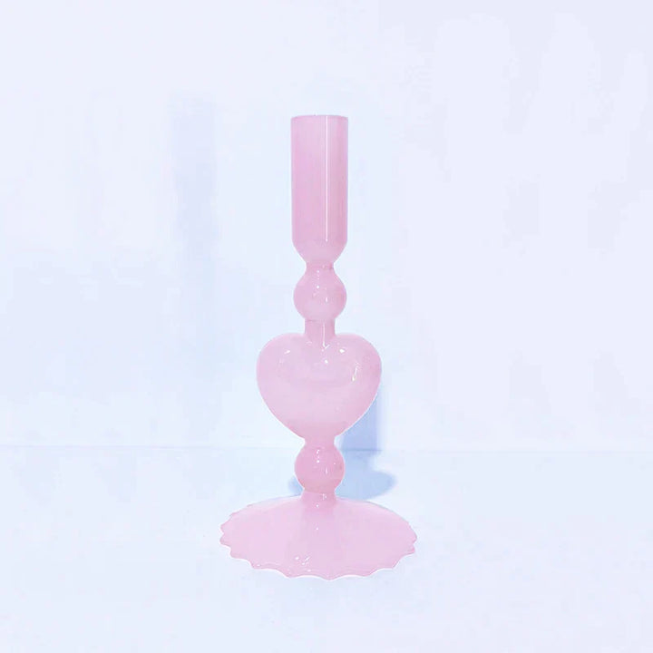 Retro Heart-Shaped Glass Candle Holder for Weddings & Home Decor-Orizon Depot