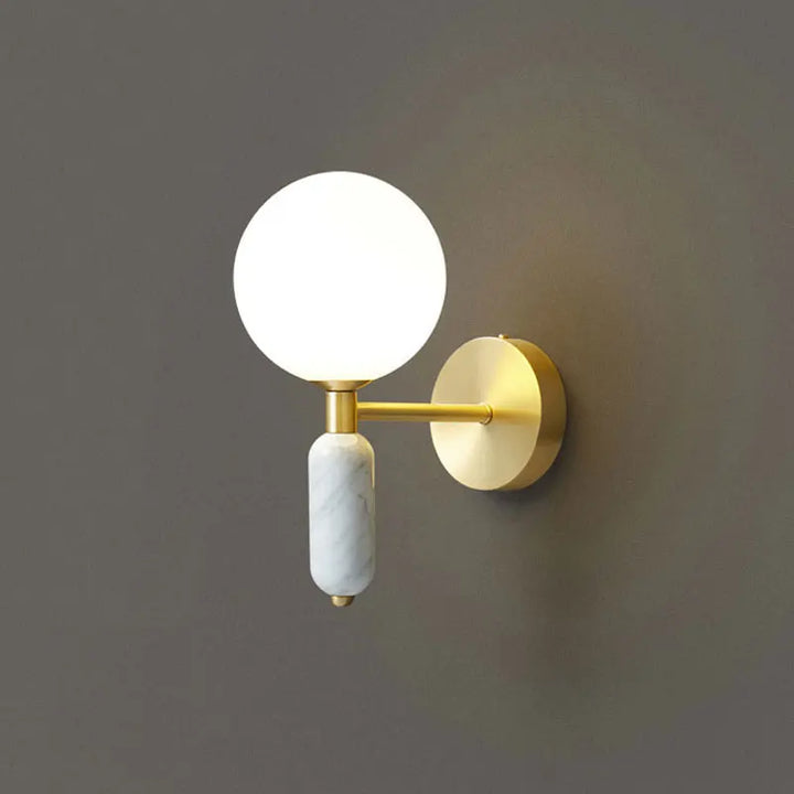 Modern Gold Finish Marble and Glass Wall Sconce Lamp