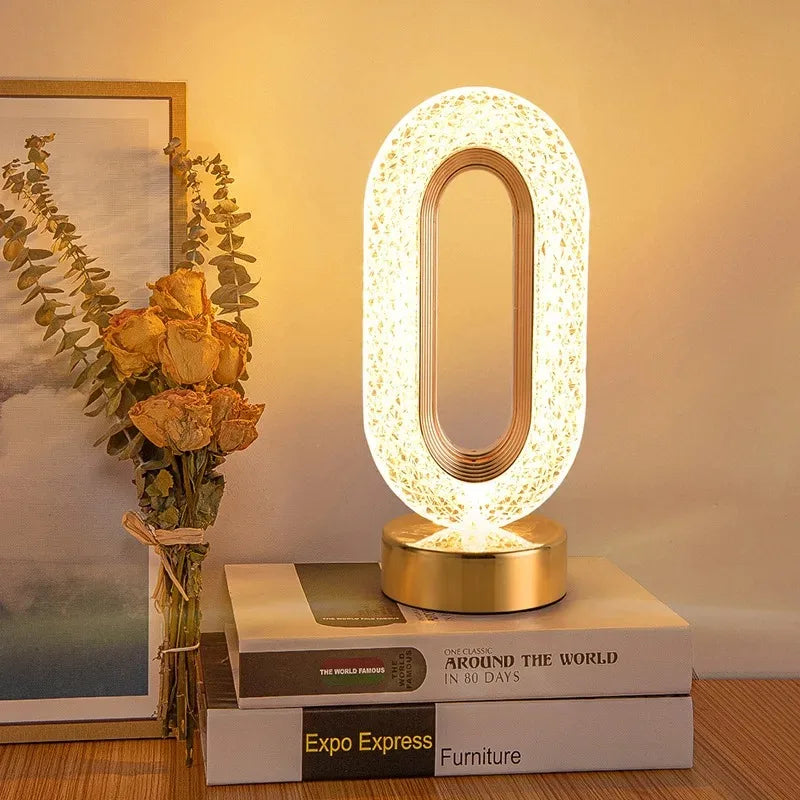 3D Crystal LED Night Light | Rechargeable Touch Dimming Lamp
