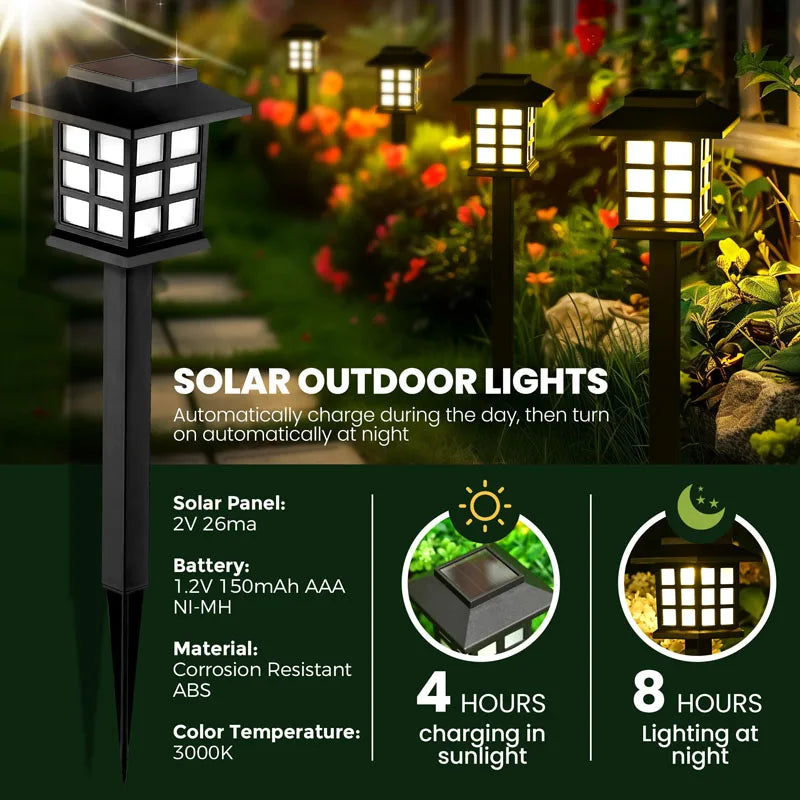 8 Pack Solar Garden Pathway Lights for Outdoor Yard and Walkway Decor