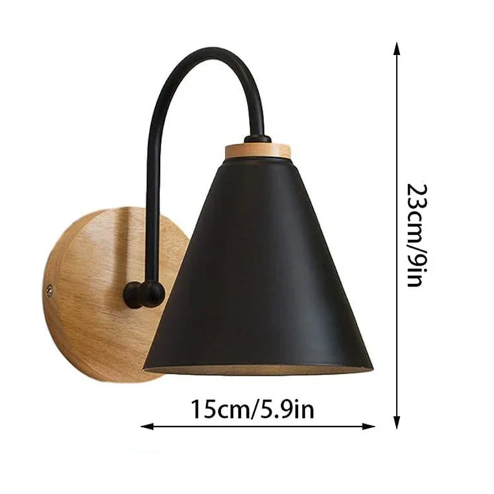 Scandinavian Wood and Iron Wall Light Fixture