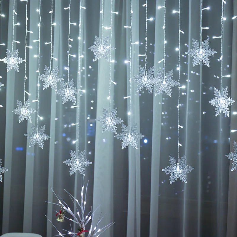 Christmas's + 3.2M Waterproof LED Snowflake String Lights for Holiday