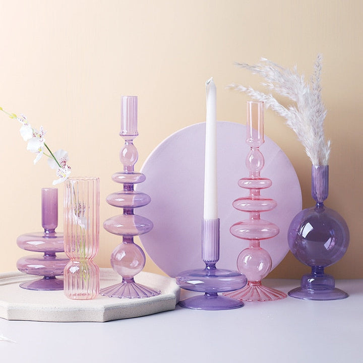 Lilac Glass Candle Holder for Elegant Home Decor-Orizon Depot