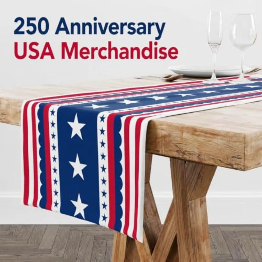 Patriotic Stars Table Runner for 4th of July Decor