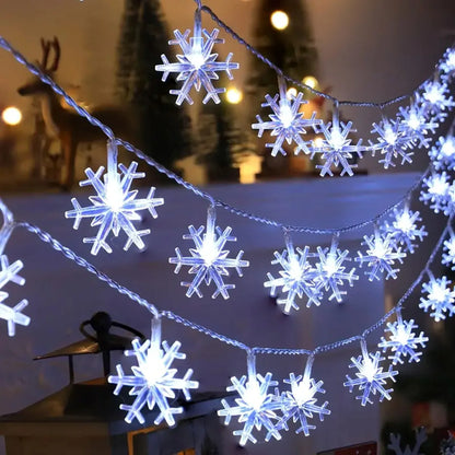 Christmas's LED Snowflake String Lights for Indoor & Outdoor Decor