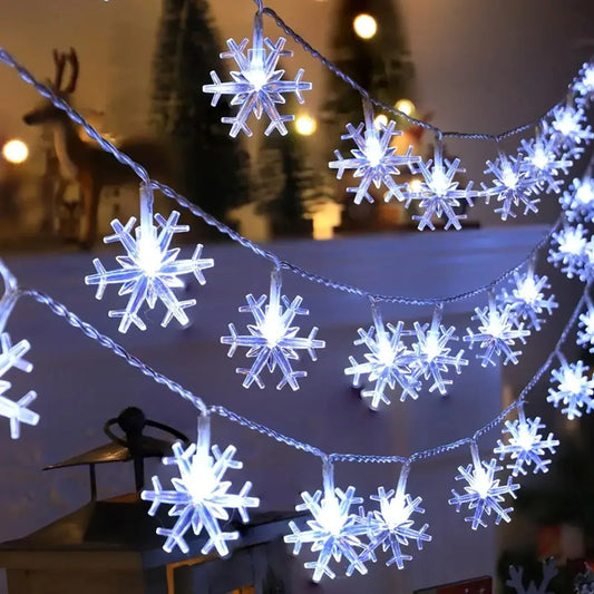 Christmas's LED Snowflake String Lights for Indoor & Outdoor Decor