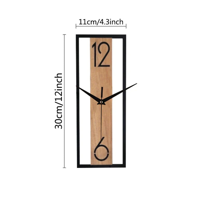 Sleek Rectangular Wall Clock with Slim Wood Grain Frame Design