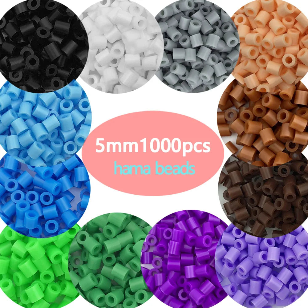 5mm 1000PCS Colorful Iron Fuse Beads for Kids DIY Pixel Art Toys