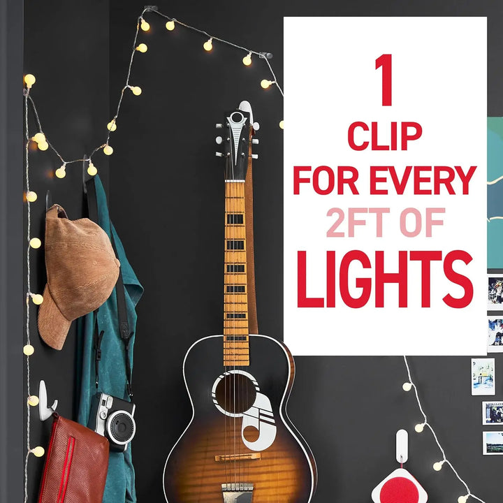 Damage-Free String Light Hangers: 45 Clips & 54 Strips