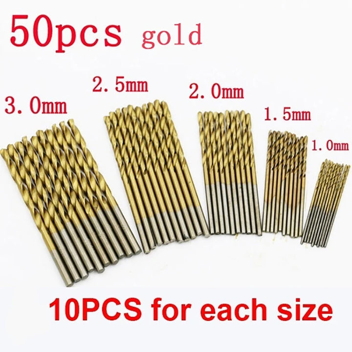 Titanium Coated HSS Drill Bits Set - 100/50 Pcs High Speed Steel Tools