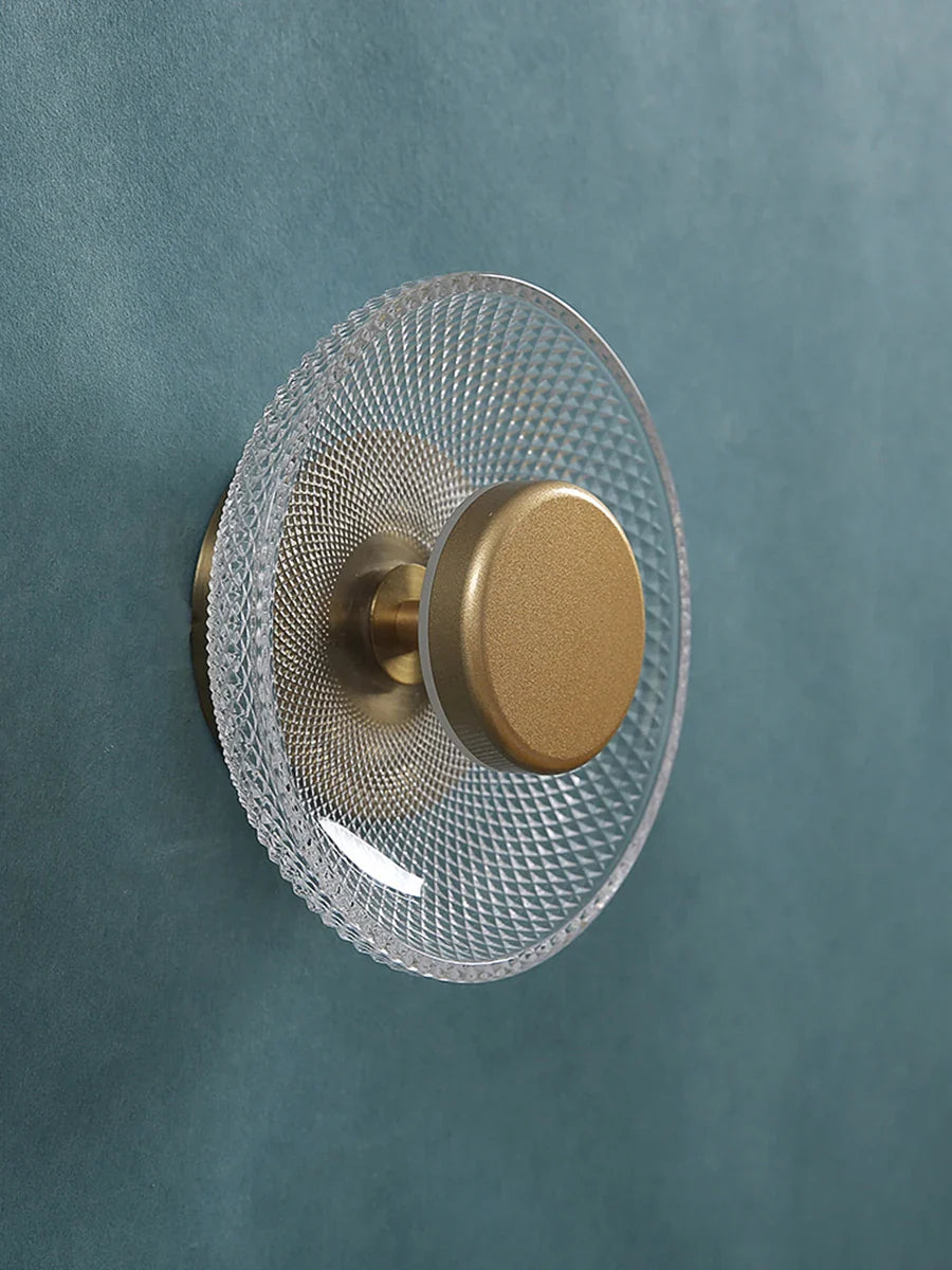 Modern Colored Glass Wall Lamp | Textured LED Disc Fixture