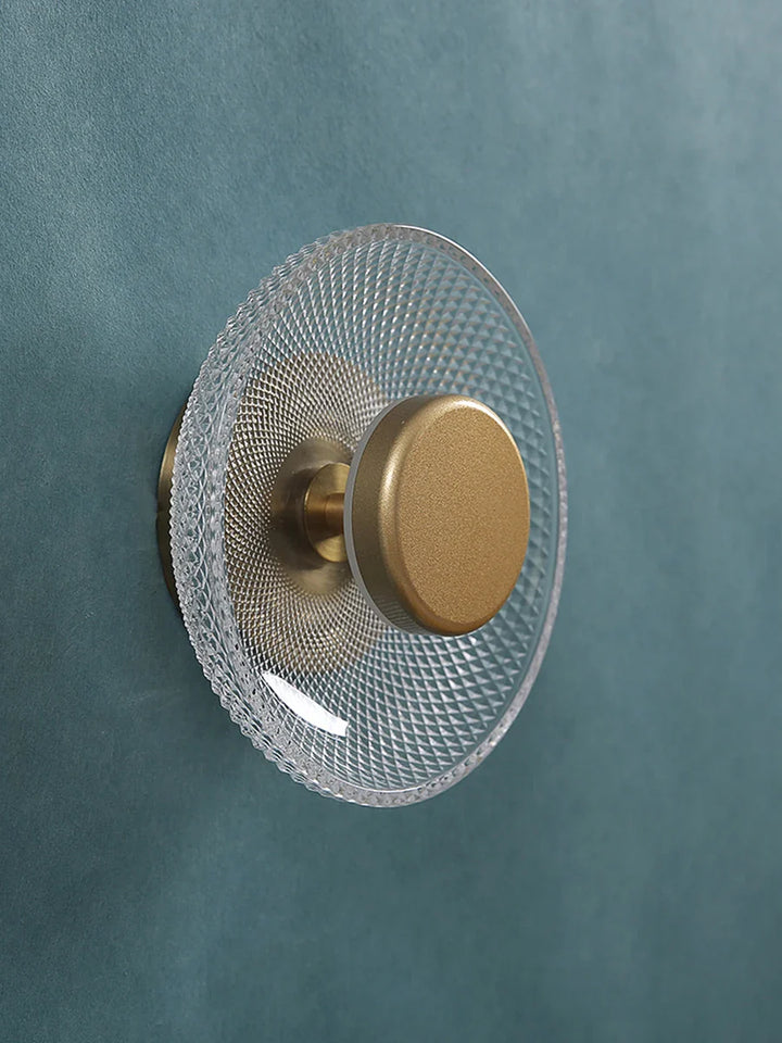 Modern Colored Glass Wall Lamp | Textured LED Disc Fixture