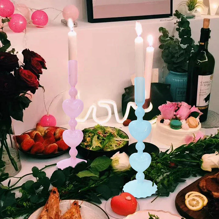 Retro Heart-Shaped Glass Candle Holder for Weddings & Home Decor-Orizon Depot