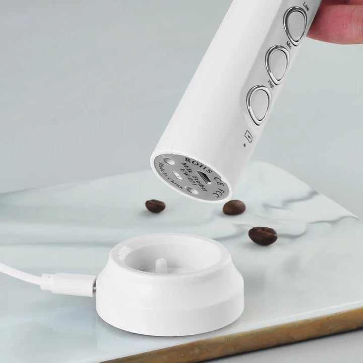 3-in-1 Rechargeable Electric Milk Frother Handheld Drink Mixer-Orizon Depot