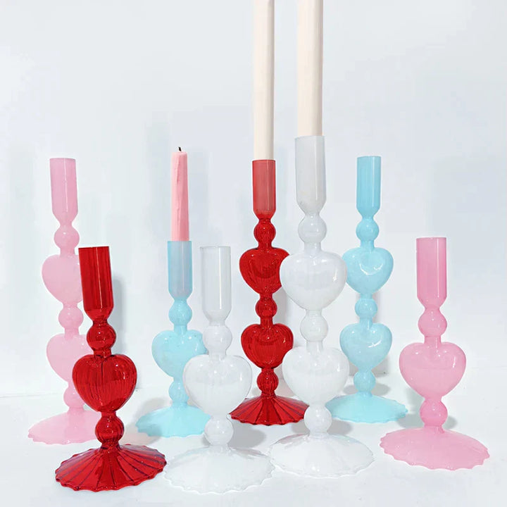 Retro Heart-Shaped Glass Candle Holder for Weddings & Home Decor-Orizon Depot