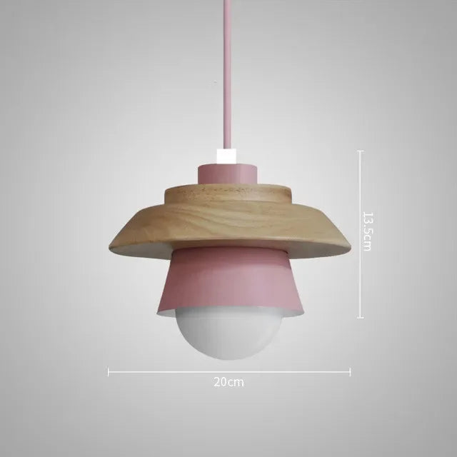 Colorful Macaron Design Nordic Wood Pendant Light
