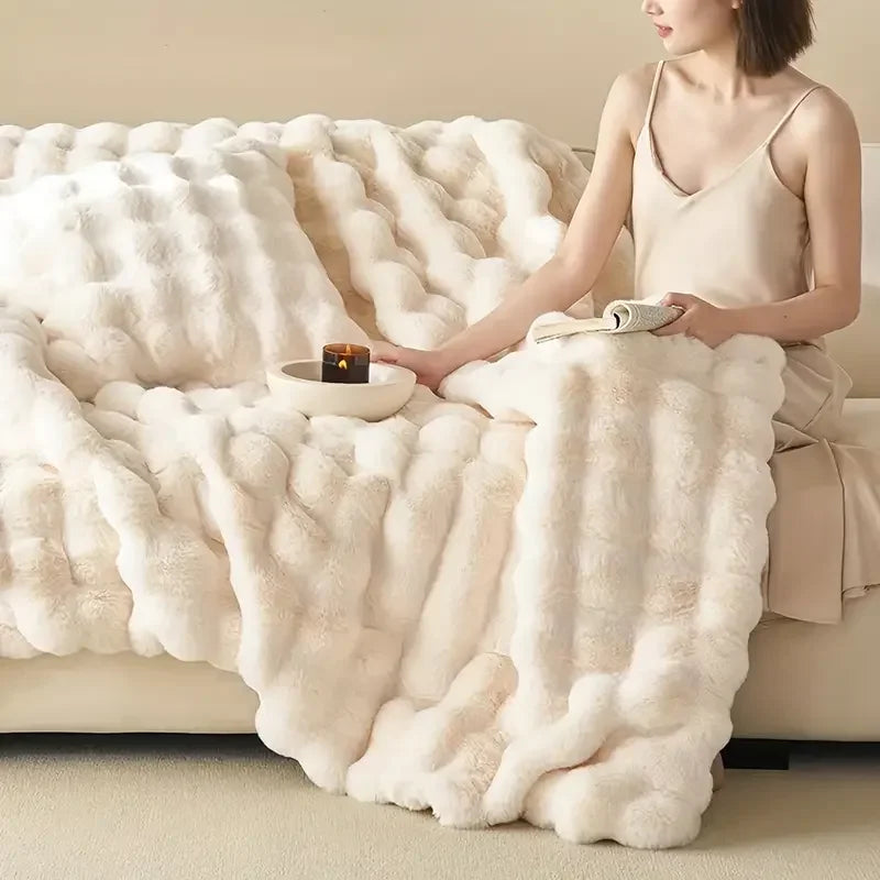 Reversible Cozy Blanket with Trendy Texture for Contemporary Spaces