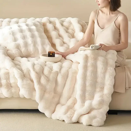 Reversible Cozy Blanket with Trendy Texture for Contemporary Spaces