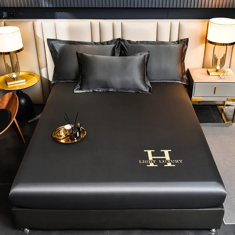 Solid Color Silk Bed Sheet for Luxurious Sleep Experience-Orizon Depot