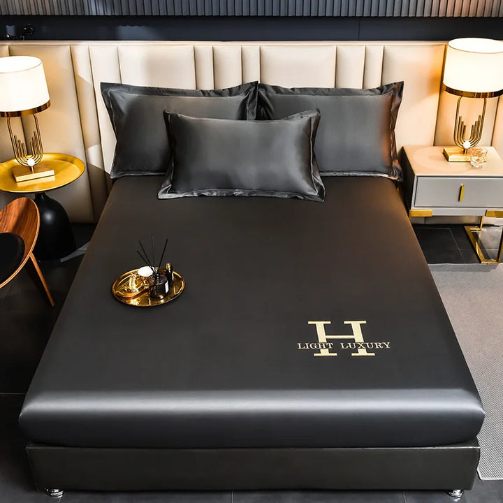 Solid Color Silk Bed Sheet for Luxurious Sleep Experience-Orizon Depot