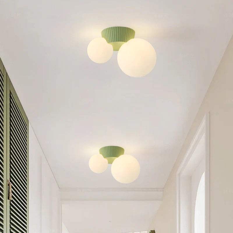 Modern French Double Globe Ceiling Light Fixture