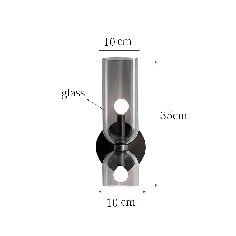 Smoked Tube Design Nordic Glass Wall Light Fixture