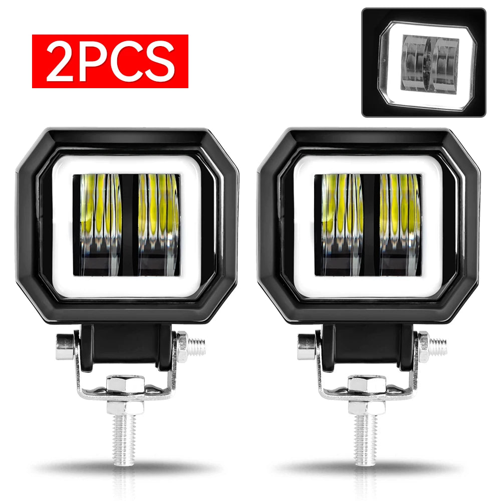 20W 3-Inch Motorcycle LED Angel Eye Work Fog Light Bar for Offroad Use