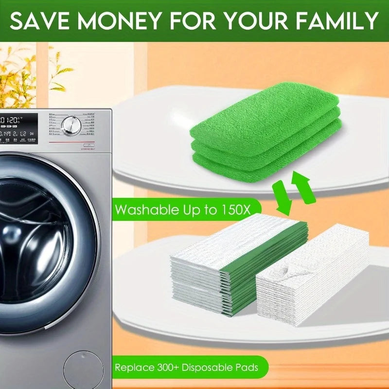 Effortless Floor Cleaning with Reusable High-Absorbency Microfiber Mop Pads