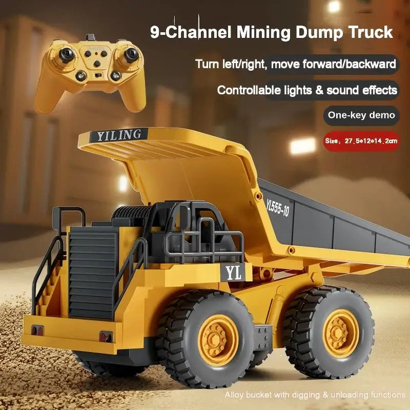 Remote Control Excavator Toy Car with Lights & Sound for Kids