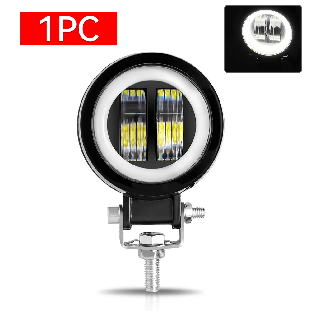 20W 3-Inch Motorcycle LED Angel Eye Work Fog Light Bar for Offroad Use