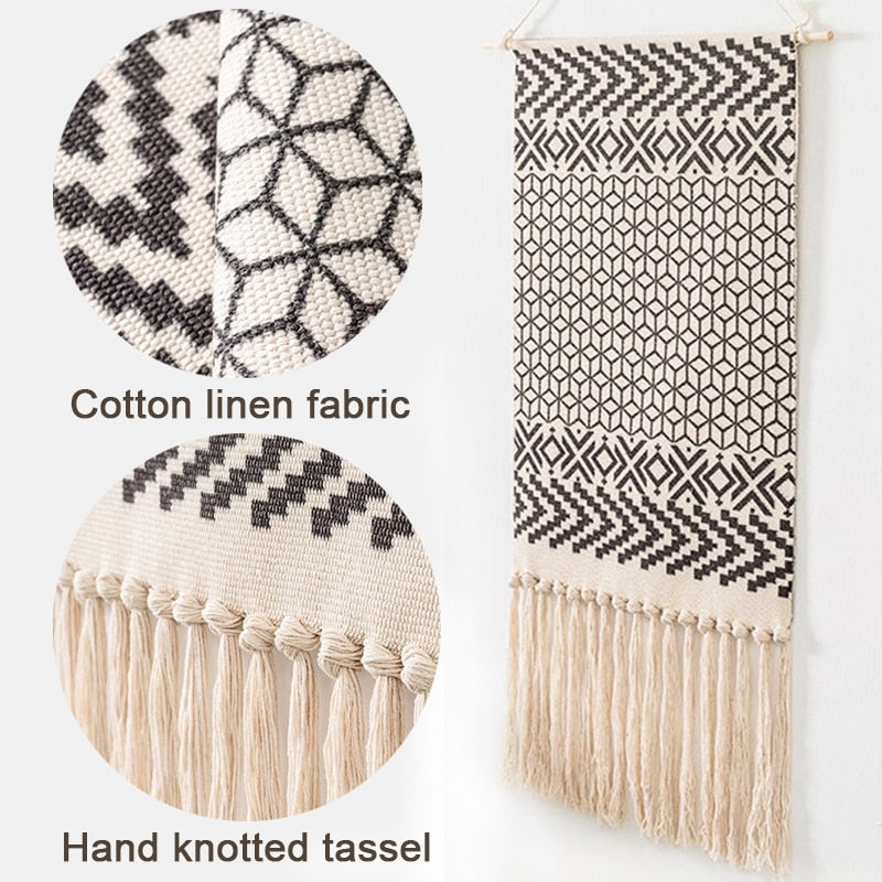 Bohemian Macrame Wall Tapestry, Handcrafted Cotton Linen Decor-Orizon Depot