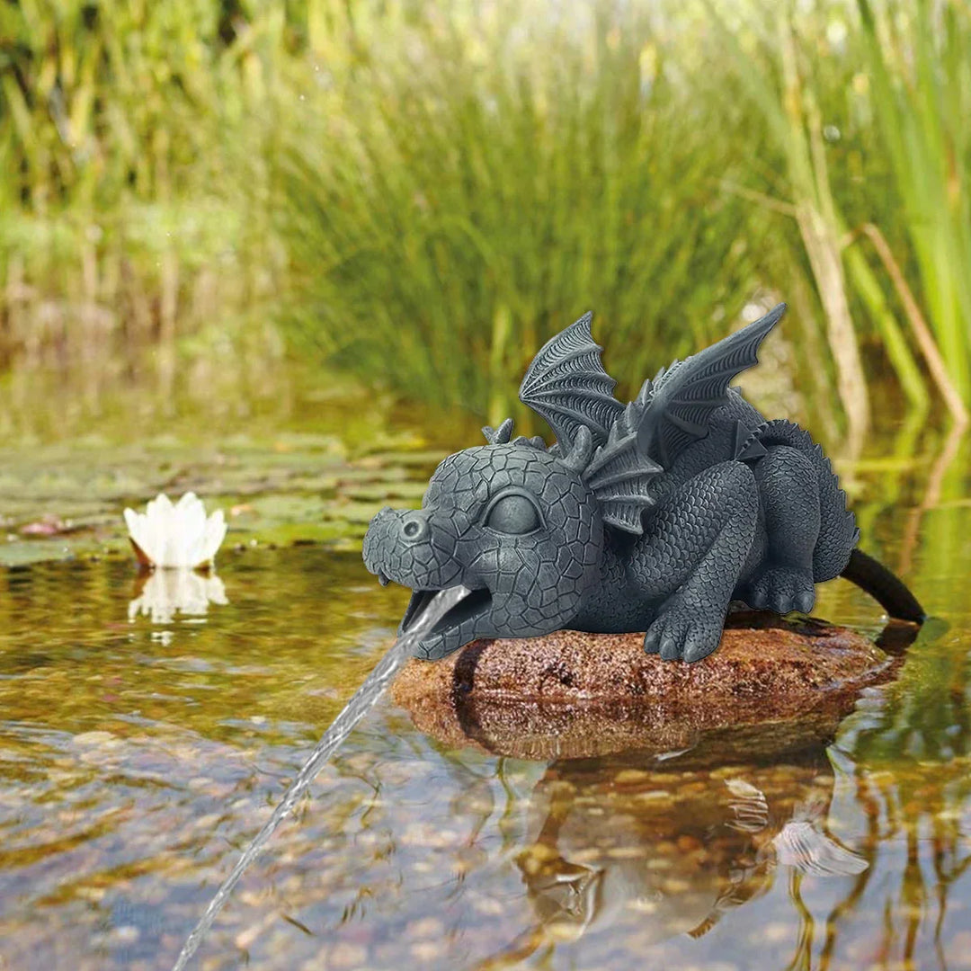 Water Spraying Dragon Statue - Weatherproof Resin Garden Decor-Orizon Depot